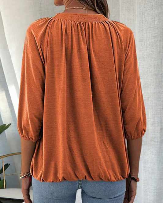 Dames T-shirt met 3/4-mouwen en Ronde Hals