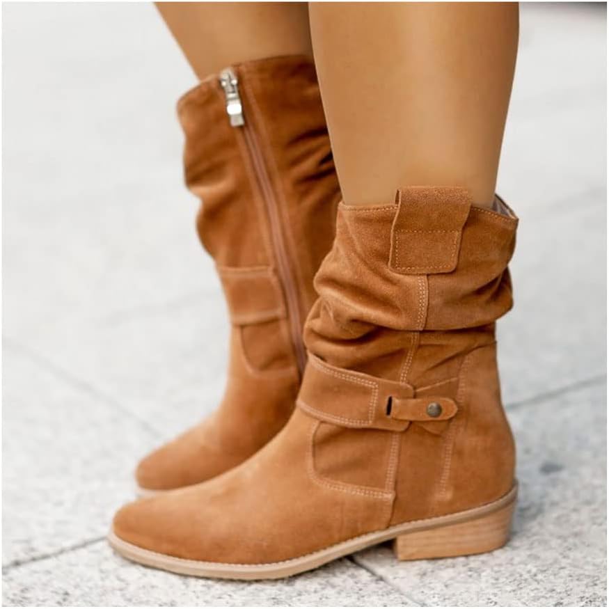 Dames Knieboots in Suède Look – Vijf Kleuren