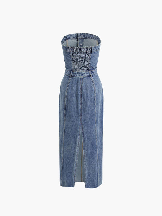 Blauwe Midi Denimjurk voor Dames