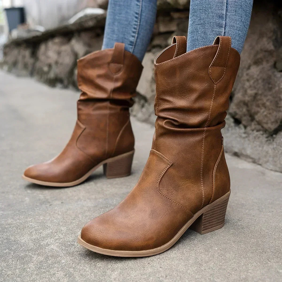 Mid-Calf Western Boots voor Dames – Zwart of Bruin