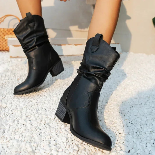 Mid-Calf Western Boots voor Dames – Zwart of Bruin