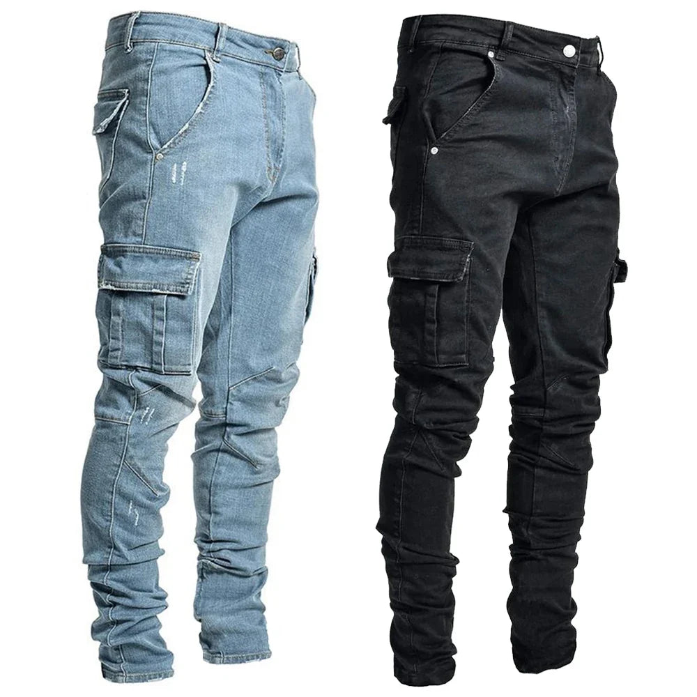 Cargo Jeans voor Heren – Lichtblauw, Zwart of Combi