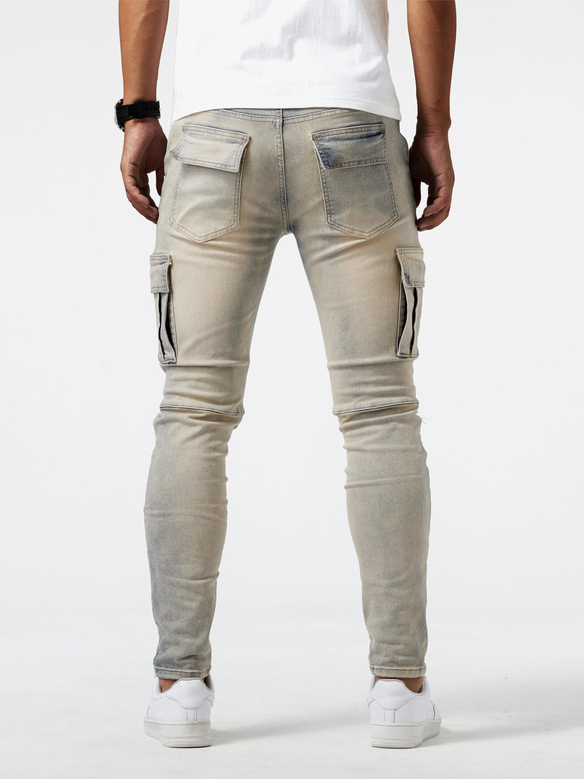 Khaki Slim Fit Cargo Jeans voor Heren