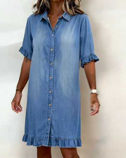 Denim Jurk – Blauw, Zwart of Wit