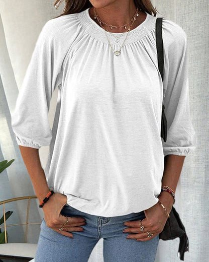 Dames T-shirt met 3/4-mouwen en Ronde Hals