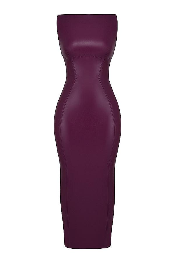 Maxi Jurk in Leerlook – Bruin, Zwart of Paars