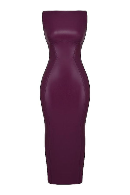 Maxi Jurk in Leerlook – Bruin, Zwart of Paars