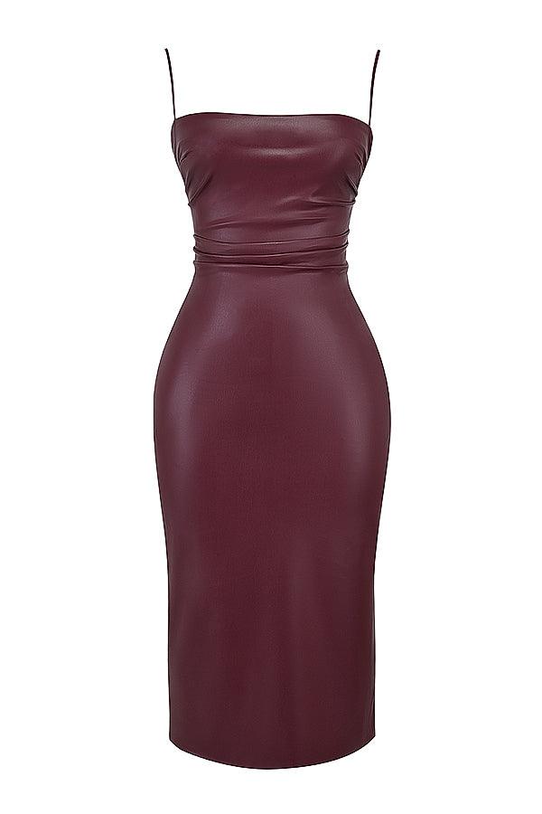 Jurk in Leerlook – Zwart of Donkerrood