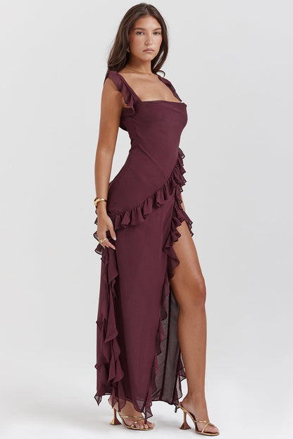 Maxi Jurk met Ruches in Vier Kleuren
