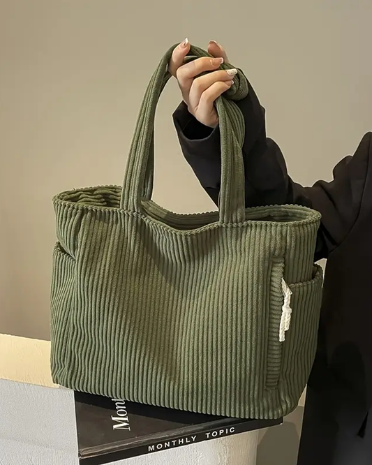 Geribbelde Tote Bag met Koorddetail