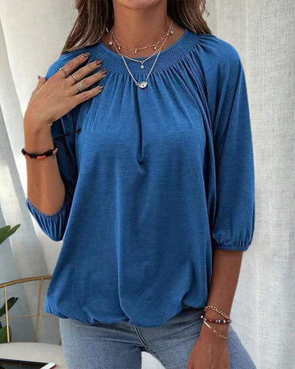 Dames T-shirt met 3/4-mouwen en Ronde Hals
