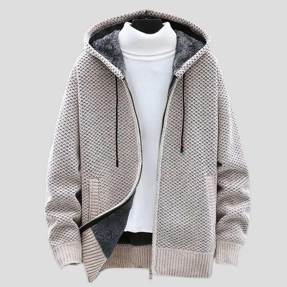 Gebreide Heren Hoodie – Beige, Groen, Bruin of Zwart