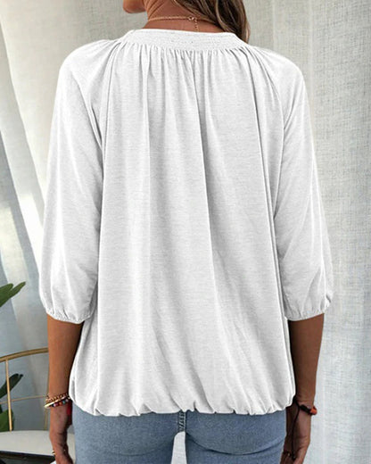 Dames T-shirt met 3/4-mouwen en Ronde Hals