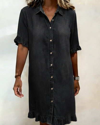 Denim Jurk – Blauw, Zwart of Wit