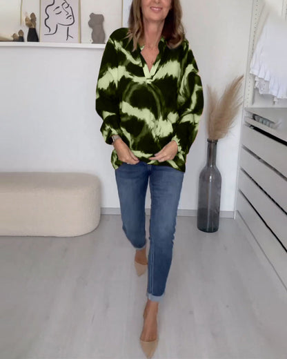 Dames Top met V-hals en Print – Zes Kleuren