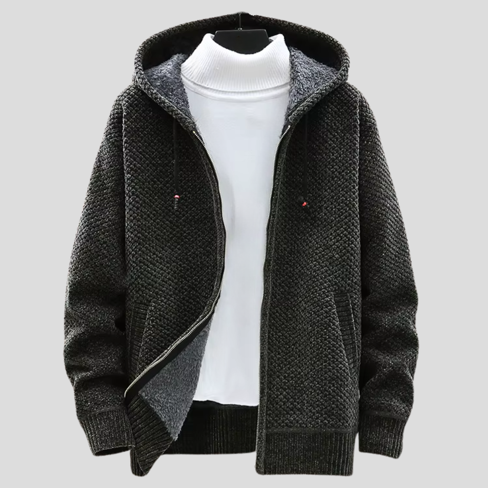 Gebreide Heren Hoodie – Beige, Groen, Bruin of Zwart
