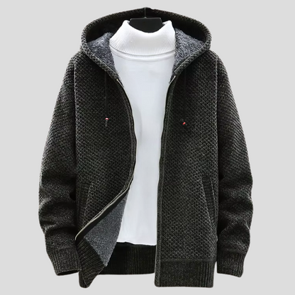 Gebreide Heren Hoodie – Beige, Groen, Bruin of Zwart