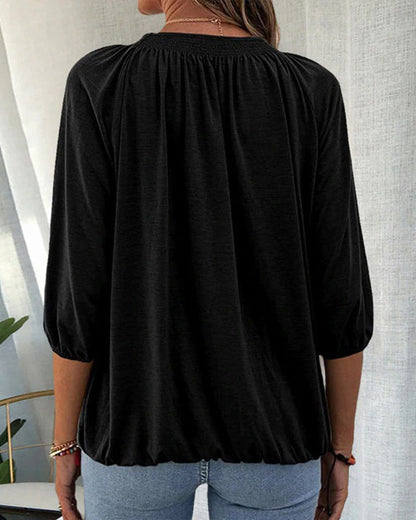 Dames T-shirt met 3/4-mouwen en Ronde Hals
