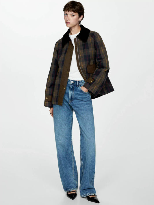 Dames Jack met Bruine Plaid Ruit