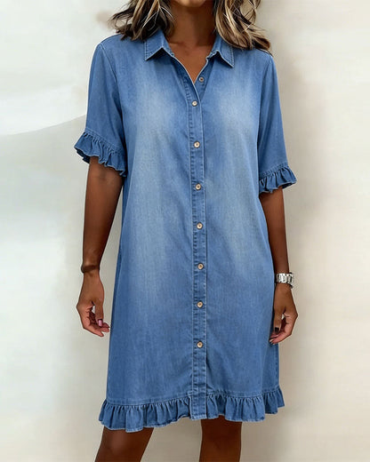 Denim Jurk – Blauw, Zwart of Wit