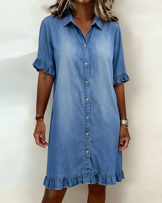 Denim Jurk – Blauw, Zwart of Wit