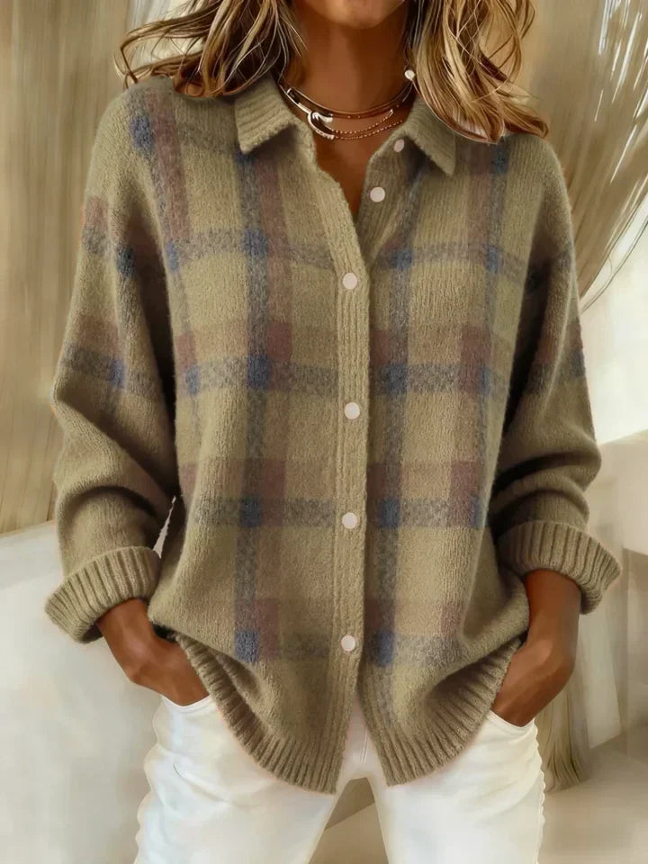 Retro Geruite Dames Trui – Herfst en Winter