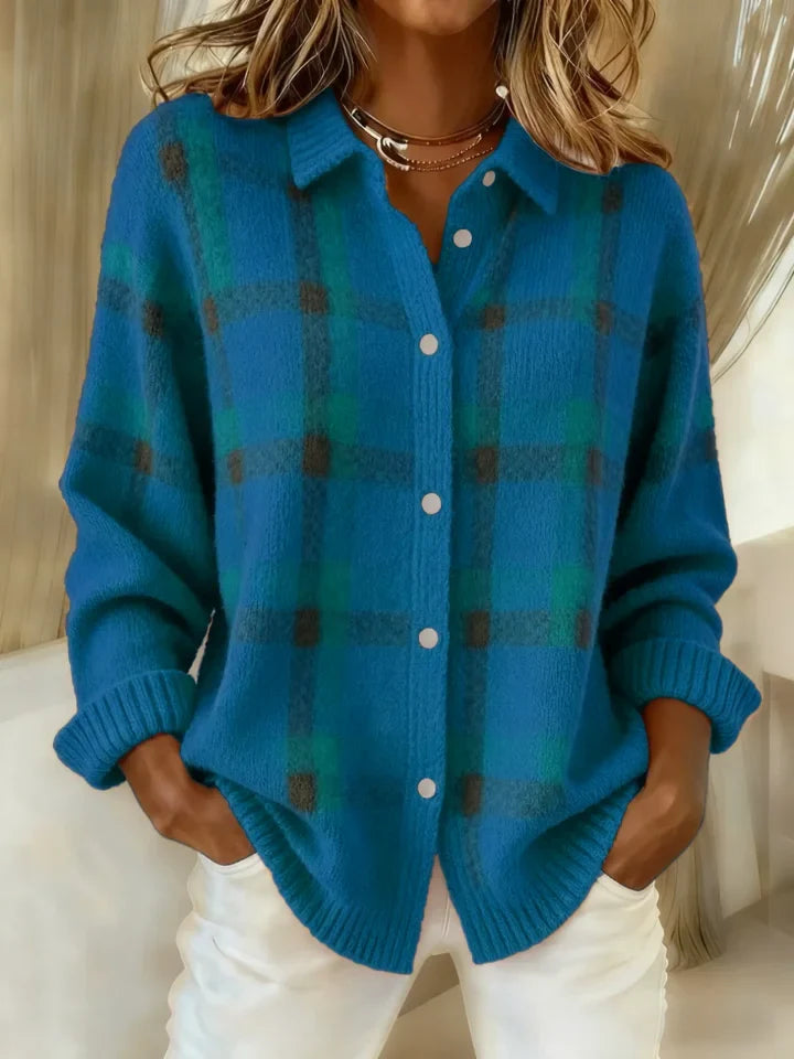 Retro Geruite Dames Trui – Herfst en Winter