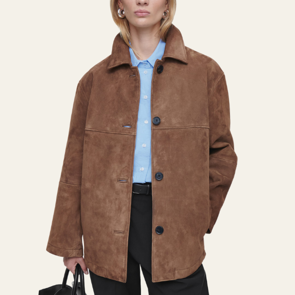 Dames Kraagjas in Suède Look