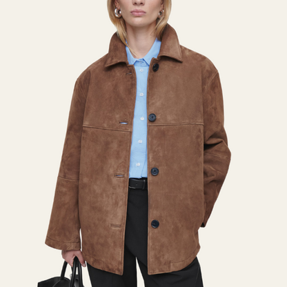 Dames Kraagjas in Suède Look