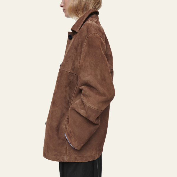 Dames Kraagjas in Suède Look
