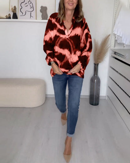 Dames Top met V-hals en Print – Zes Kleuren