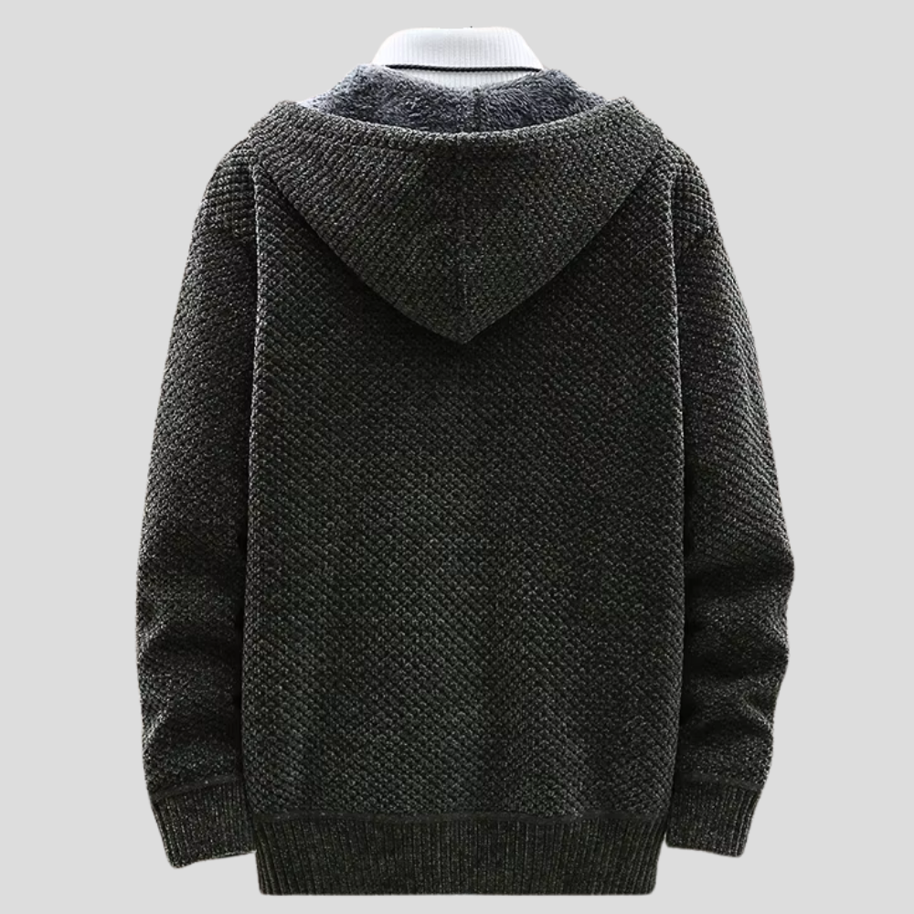 Gebreide Heren Hoodie – Beige, Groen, Bruin of Zwart
