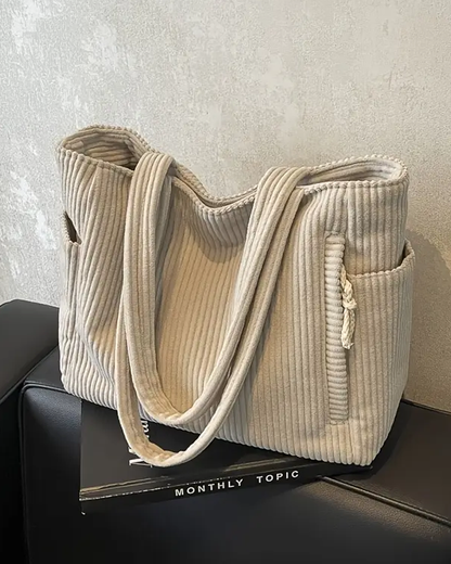 Geribbelde Tote Bag met Koorddetail