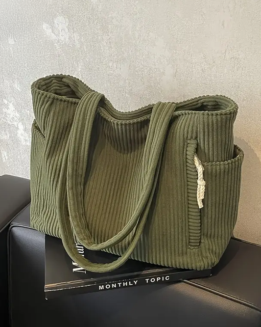 Geribbelde Tote Bag met Koorddetail