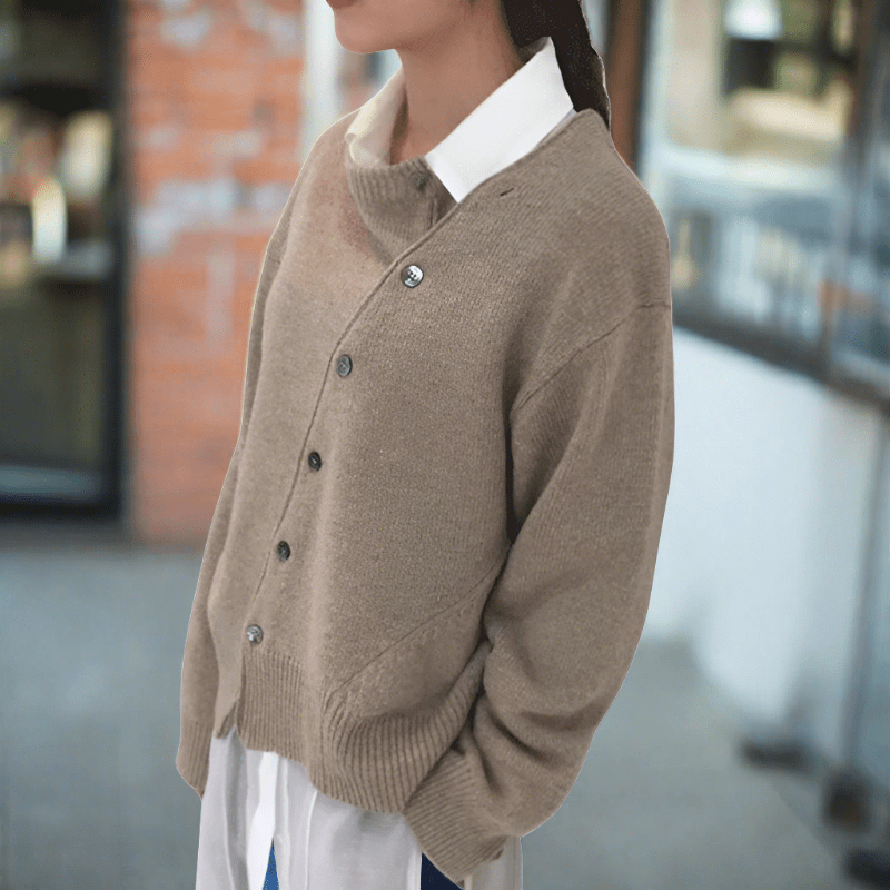 Dames Cardigan met Knoopjes – Beige, Groen of Grijs
