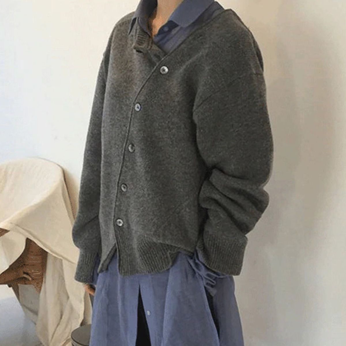 Dames Gilet met Asymmetrische Knopensluiting