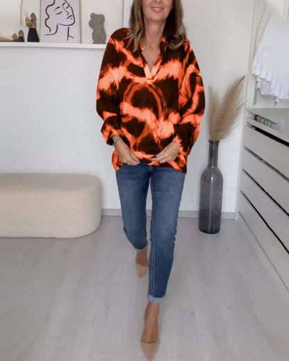 Dames Top met V-hals en Print – Zes Kleuren