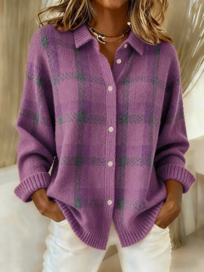 Retro Geruite Dames Trui – Herfst en Winter