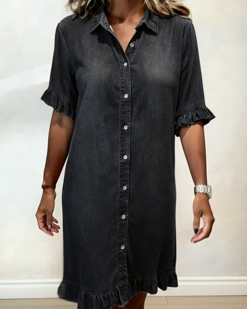 Denim Jurk – Blauw, Zwart of Wit