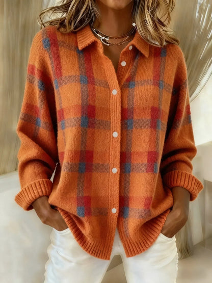 Retro Geruite Dames Trui – Herfst en Winter