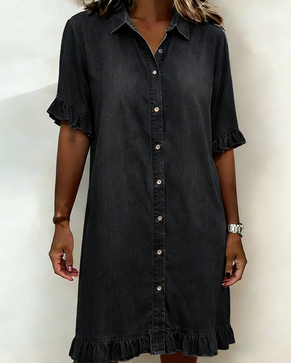 Denim Jurk – Blauw, Zwart of Wit