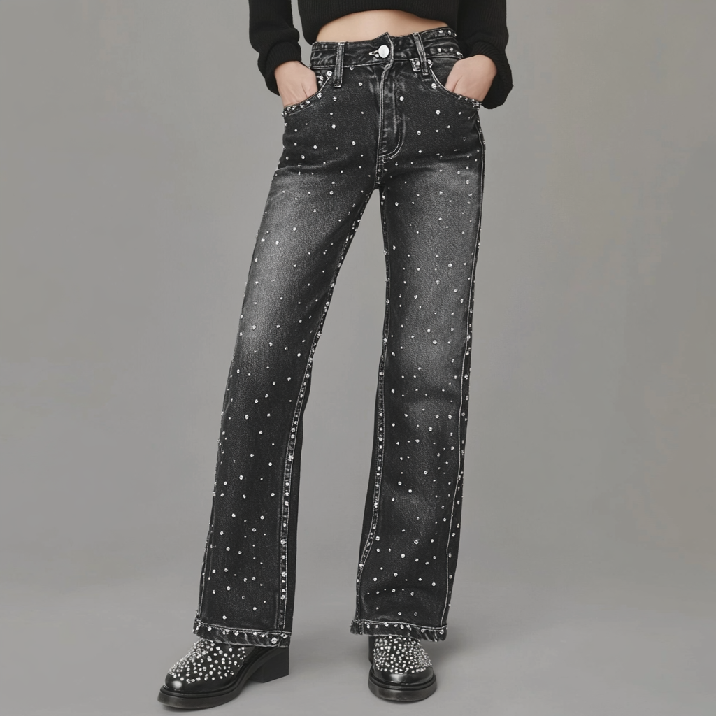 Zwarte Spijkerbroek met Glitter