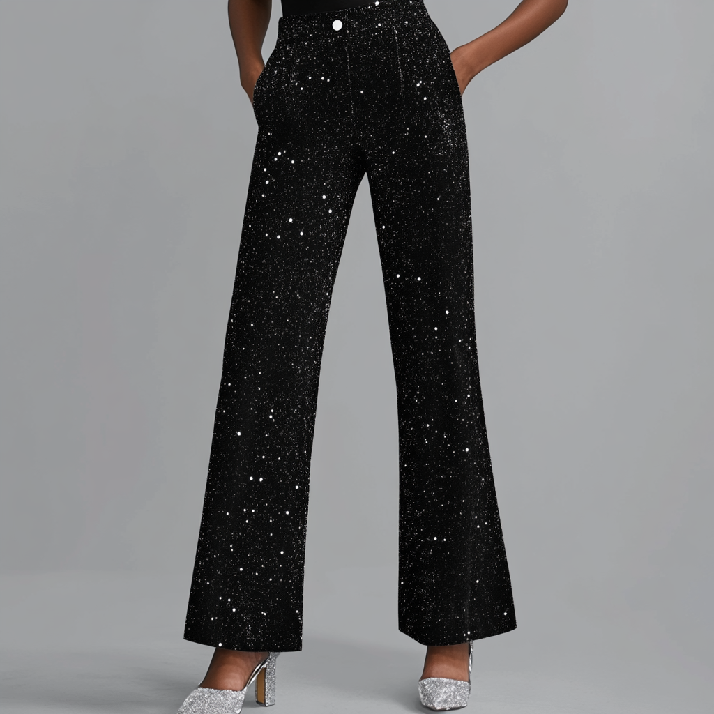 Zwarte Glitterbroek voor Dames