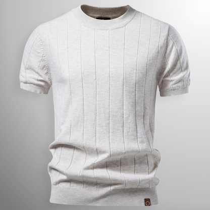 Geribd Heren T-shirt – Blauw, Beige, Zwart of Espresso
