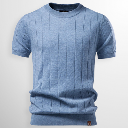 Geribd Heren T-shirt – Blauw, Beige, Zwart of Espresso