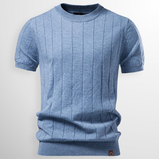 Geribd Heren T-shirt – Blauw, Beige, Zwart of Espresso