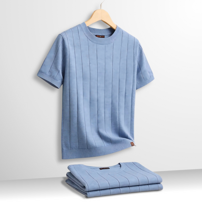 Geribd Heren T-shirt – Blauw, Beige, Zwart of Espresso