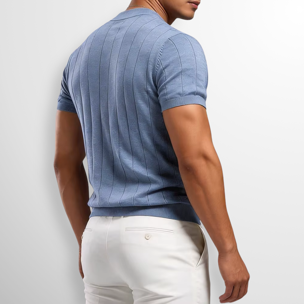 Geribd Heren T-shirt – Blauw, Beige, Zwart of Espresso