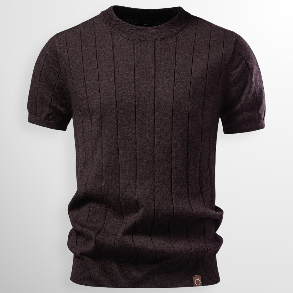 Geribd Heren T-shirt – Blauw, Beige, Zwart of Espresso