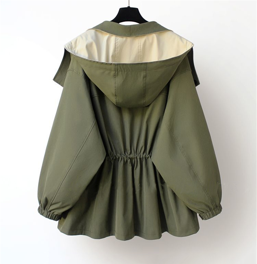Dames Tweekleurige Trenchcoat – Groen, Abrikoos of Zwart